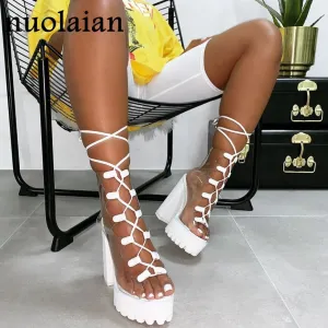 2019 Neue Peep-Toe-Stiefel Damen PVC Plateau-Party-Hochzeits-Knöchelstiefel Damenschuhe High Heels Damen Motorcycle Bottine Modetrend Schuhe