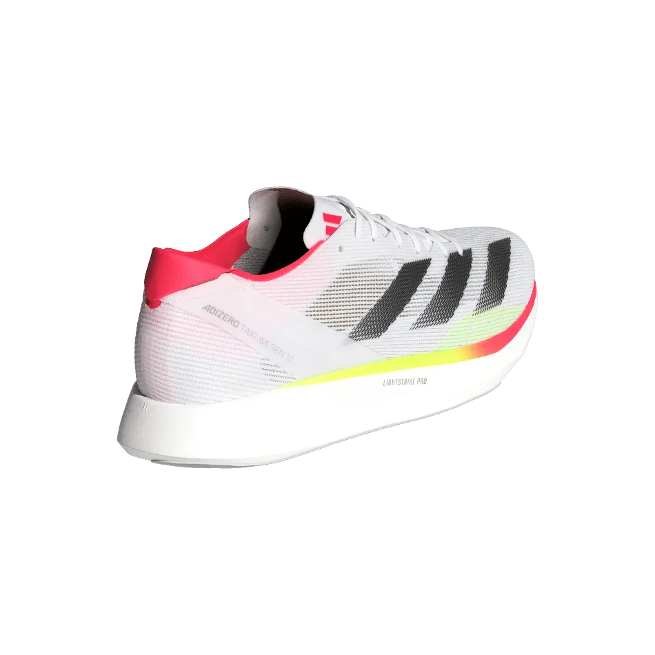 Adidas Herren Adizero Takumi Sen 10 Laufschuhe in Wolkenweiß/Core Schwarz/Lucid Rot SS25