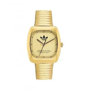 Adidas Retro Wave One Edelstahl-Armbanduhr in Goldton Unisex AOSY24024
