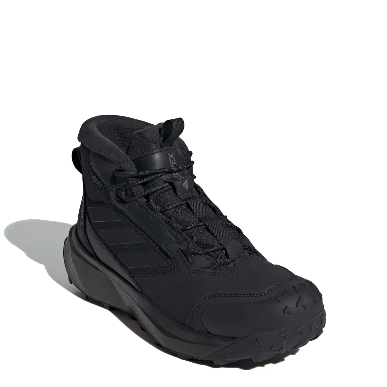 Adidas Terrex Winter Leder Stiefel im Mid-Cut-Design in Core Black / Core Black / Grey Four