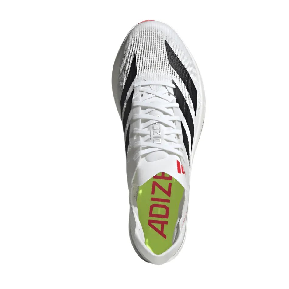 Adidas Unisex Adizero Avanti Leichtathletik-Spikes in Cloud White/Core Black/Lucid Red SS25