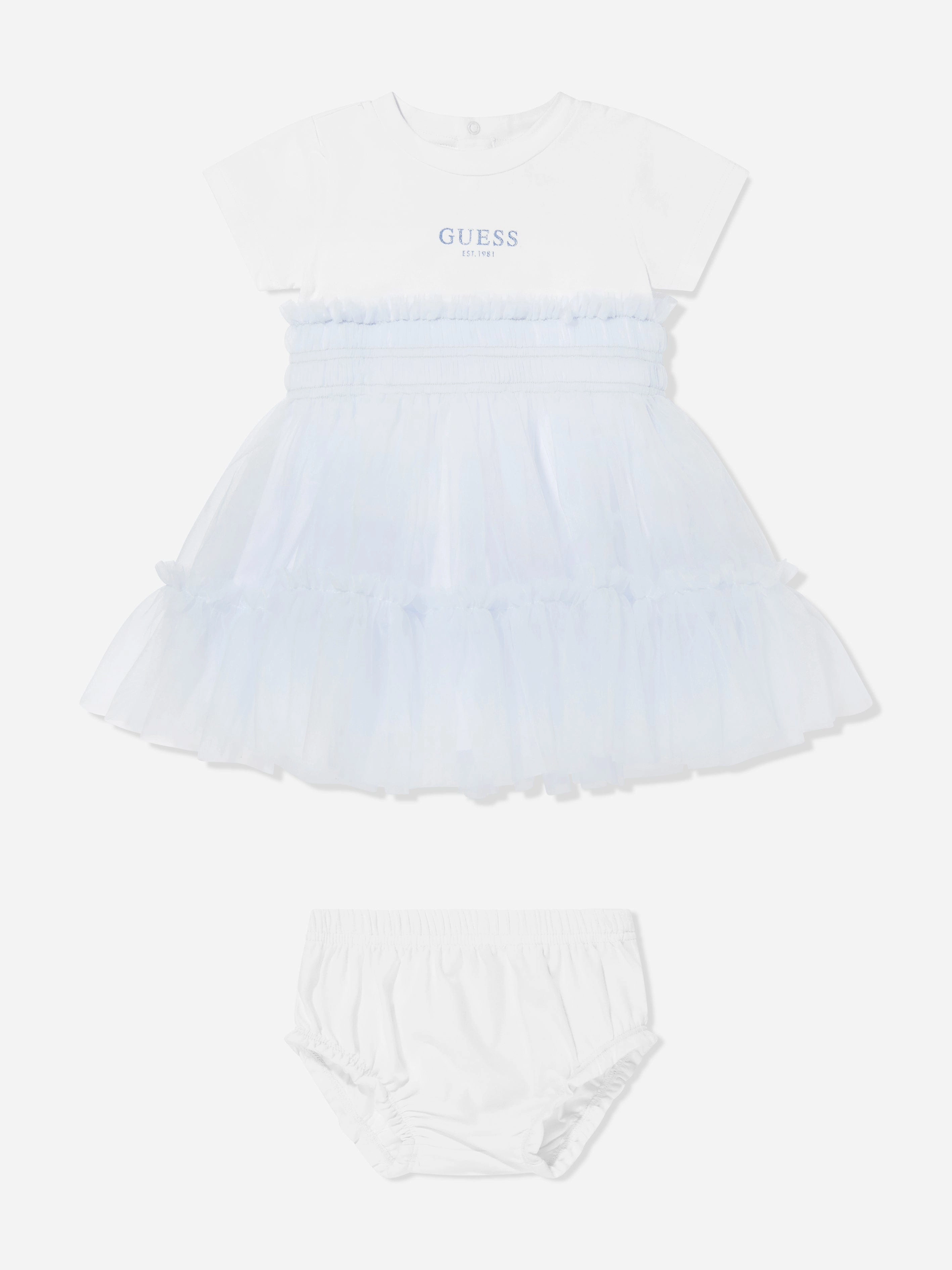 Baby Girls Dress with Knickers in White