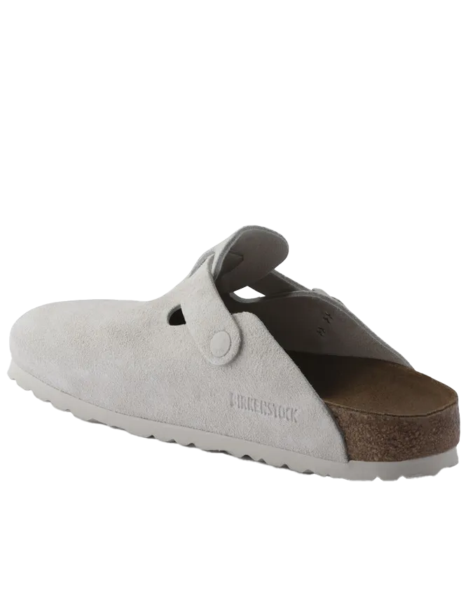 Birkenstock Schuhe Boston Wildleder Sandalen in Antikweiß