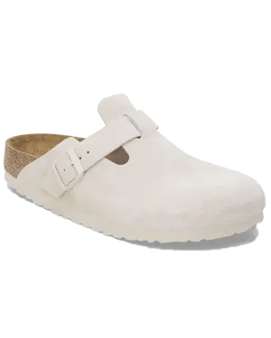 Birkenstock Schuhe Boston Wildleder Sandalen in Antikweiß