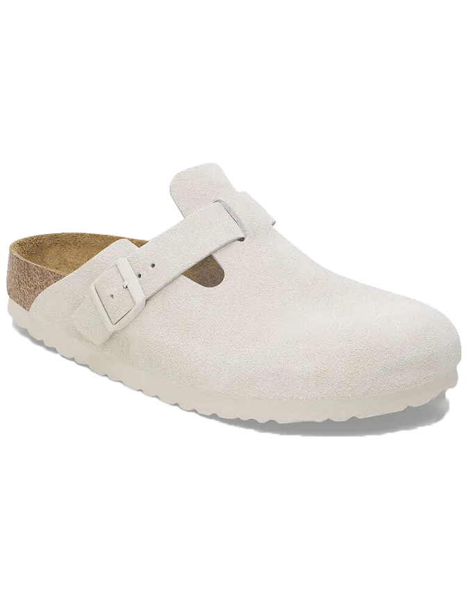 Birkenstock Schuhe Boston Wildleder Sandalen in Antikweiß