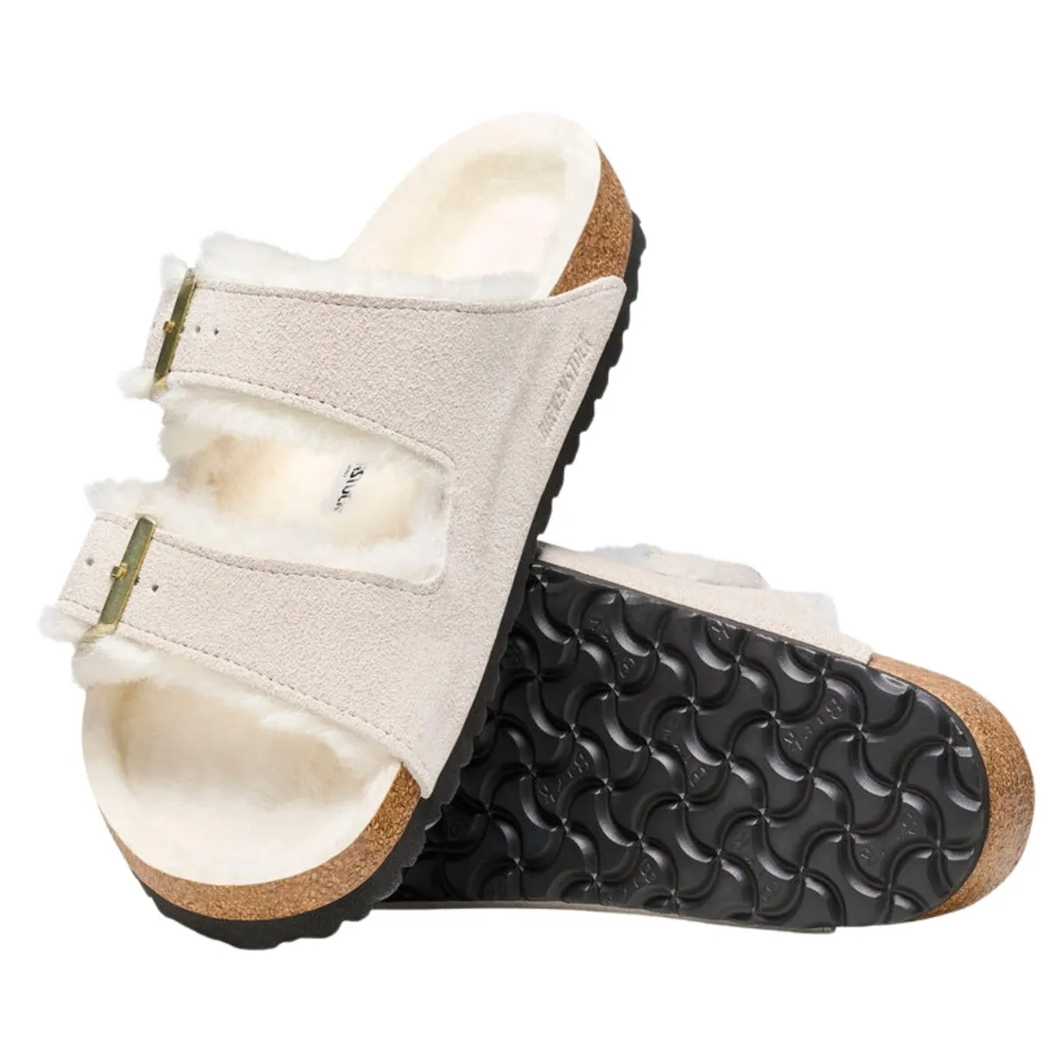 Birkenstock Damen Arizona Shearling Antikweiß Wildleder