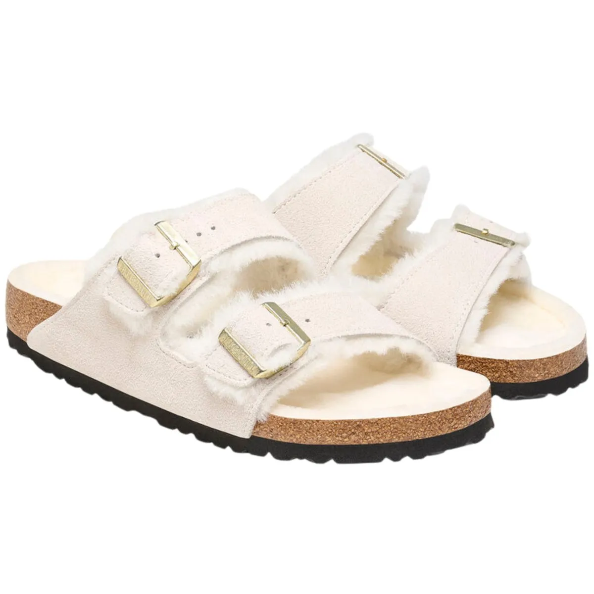Birkenstock Damen Arizona Shearling Antikweiß Wildleder