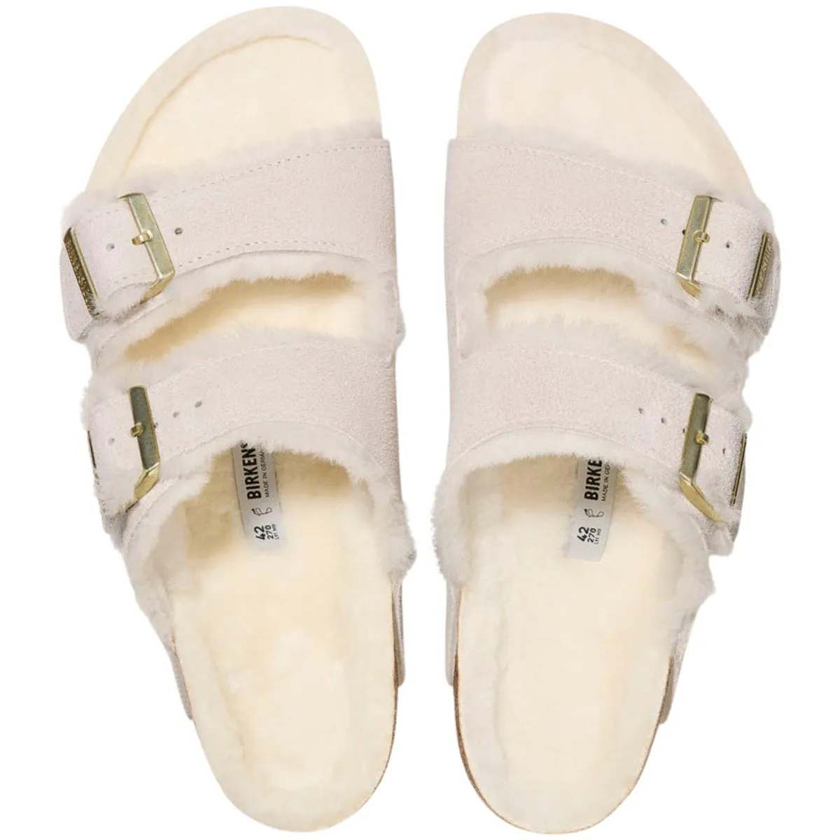 Birkenstock Damen Arizona Shearling Antikweiß Wildleder