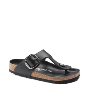 Birkenstock Damen Gizeh Sandale in schwarzem Ölleder mit großer Schnalle