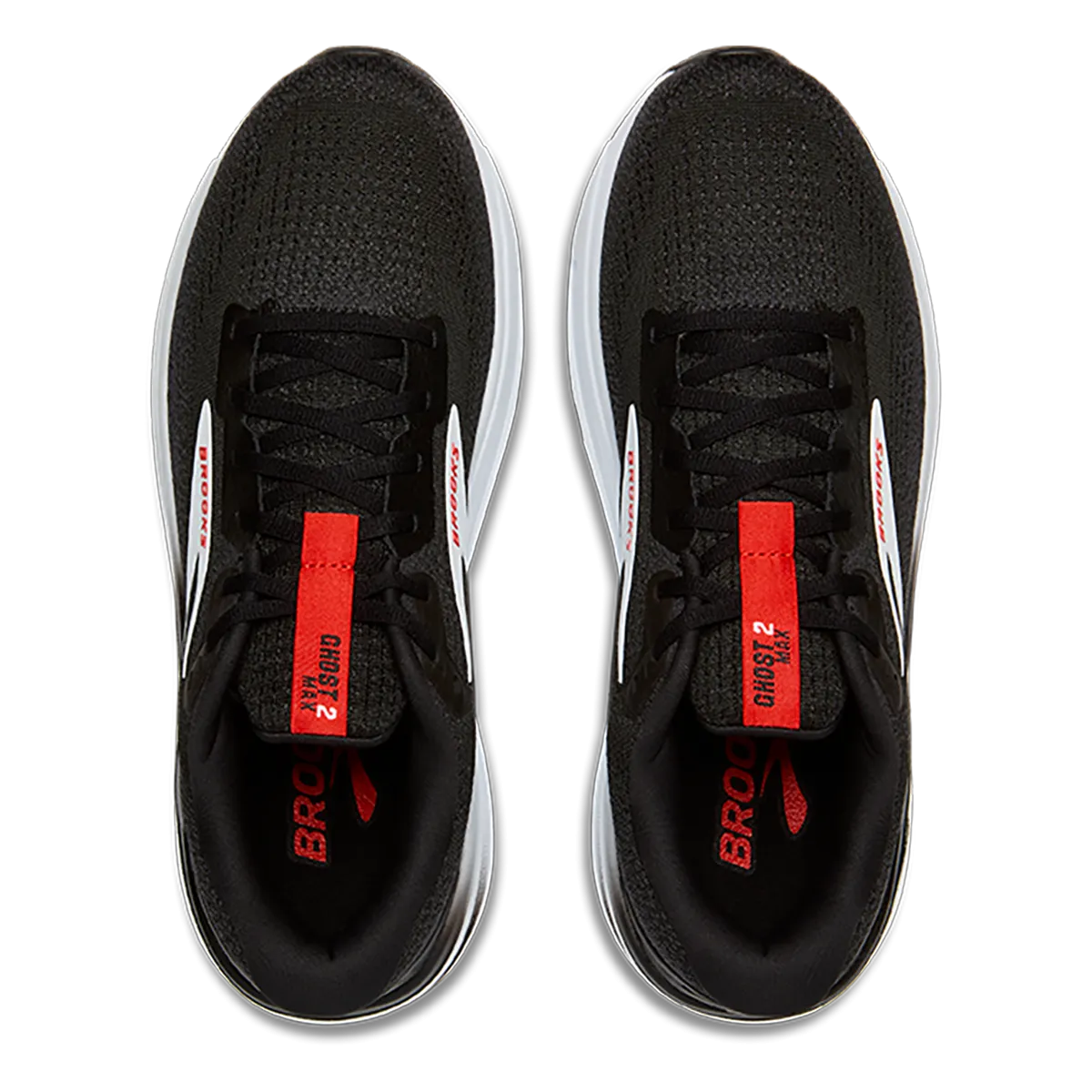 Brooks Ghost Max 2 - Schwarz - Weiß - Feuriges Rot