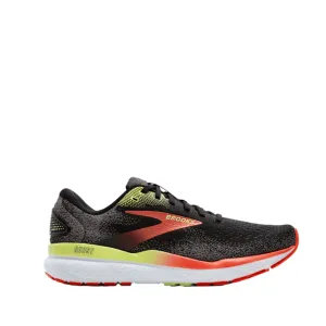 Brooks Herren Ghost 16 Laufschuhe 2E (Weite Passform) in Schwarz/Mandarinenrot/Grün AW24