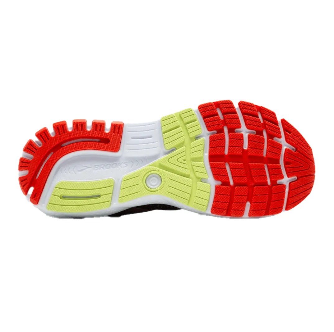 Brooks Herren Ghost 16 Laufschuhe in Schwarz/Mandarinenrot/Grün AW24