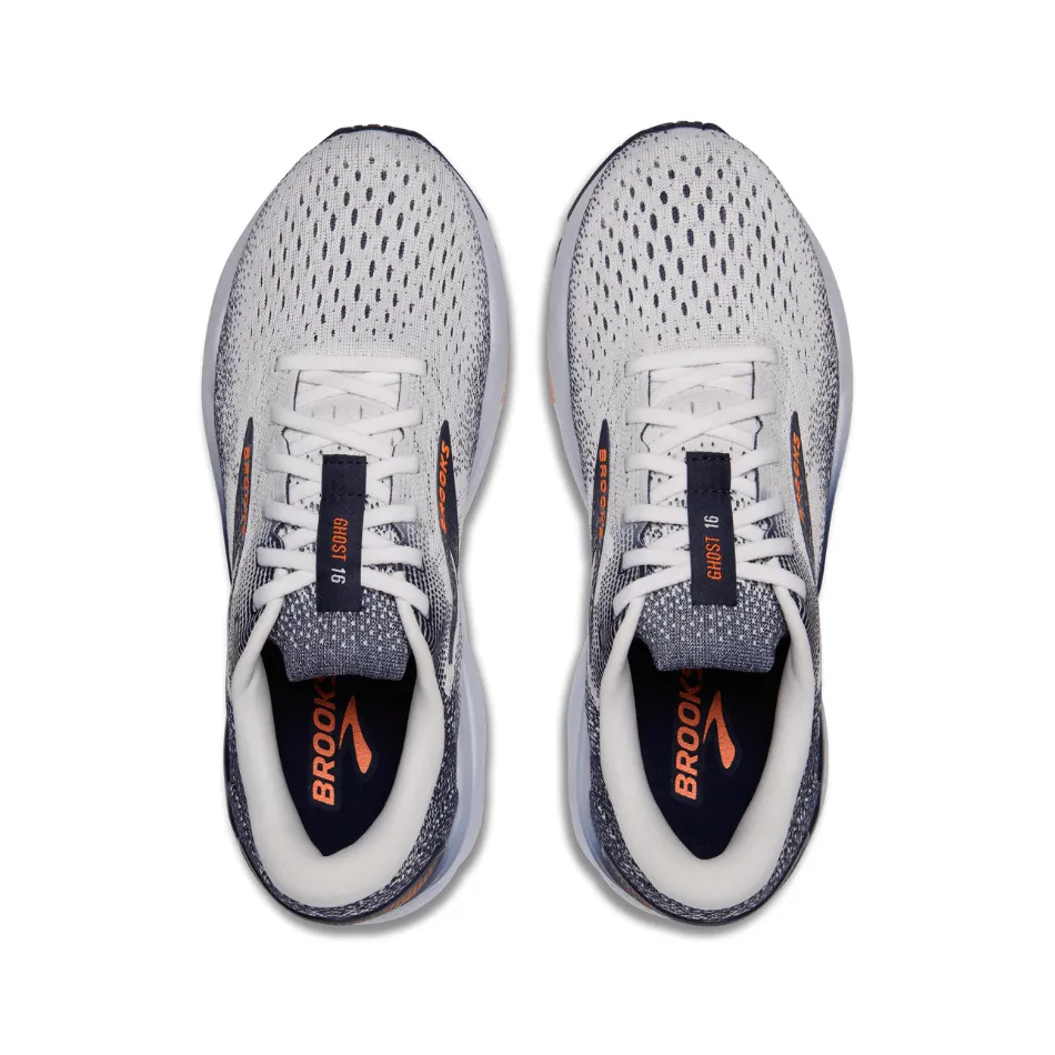 Brooks Herren Ghost 16 Laufschuhe in Weiß/Peacoat/Orange SS25