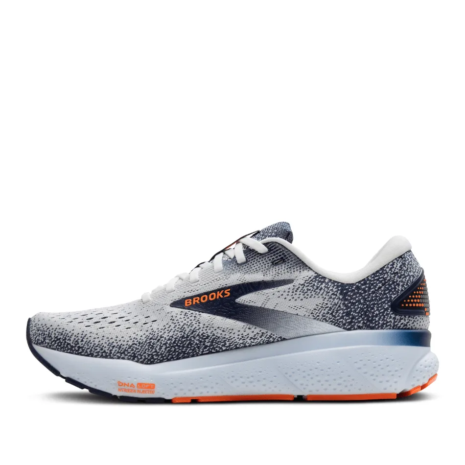 Brooks Herren Ghost 16 Laufschuhe in Weiß/Peacoat/Orange SS25