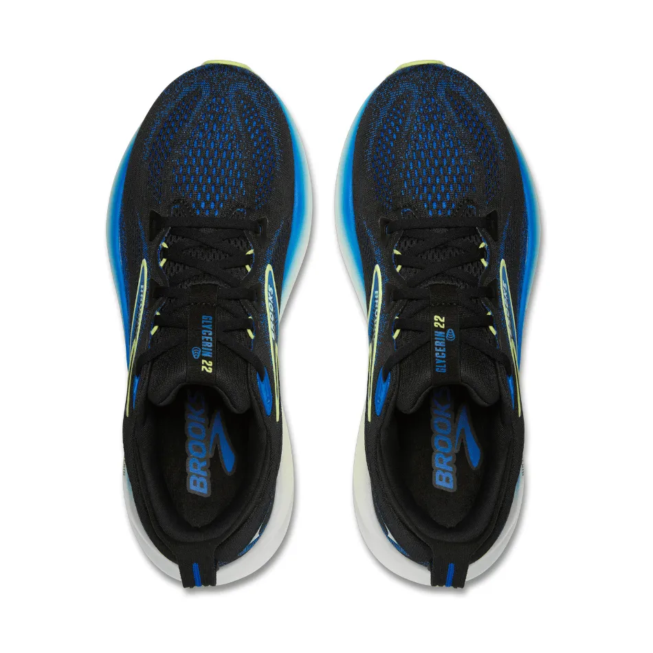 Brooks Herren Glycerin 22 Laufschuhe in Schwarz/Kobalt/Neon-Gelb SS25