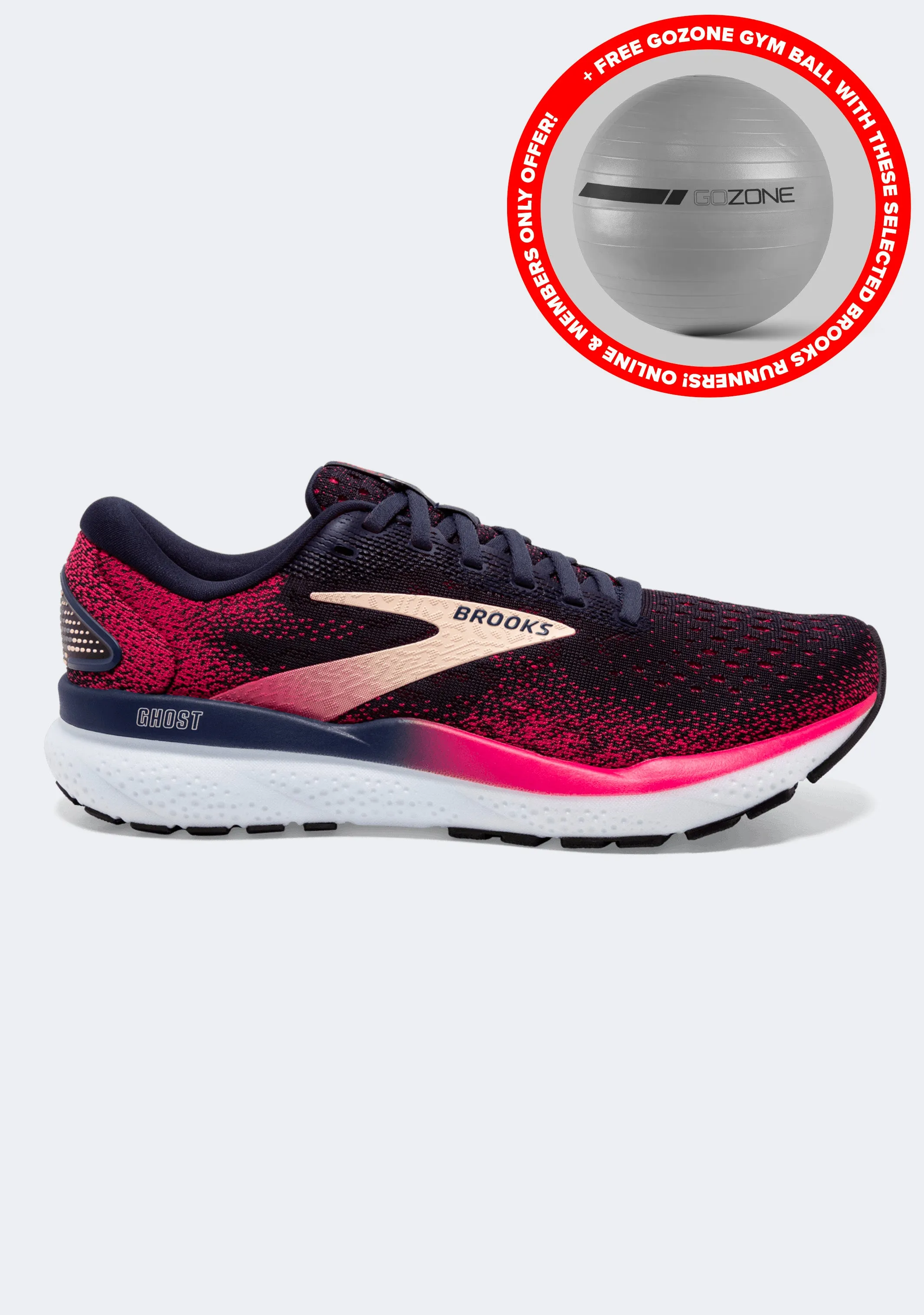 Brooks Women's Ghost 16 mit KOSTENLOSEM GoZone-Gymnastikball