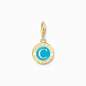 Charmista Türkis Sterling Silber Vergoldetes Emaille Münz-Anhänger 2099-427-17 Thomas Sabo Sammelbare Charms