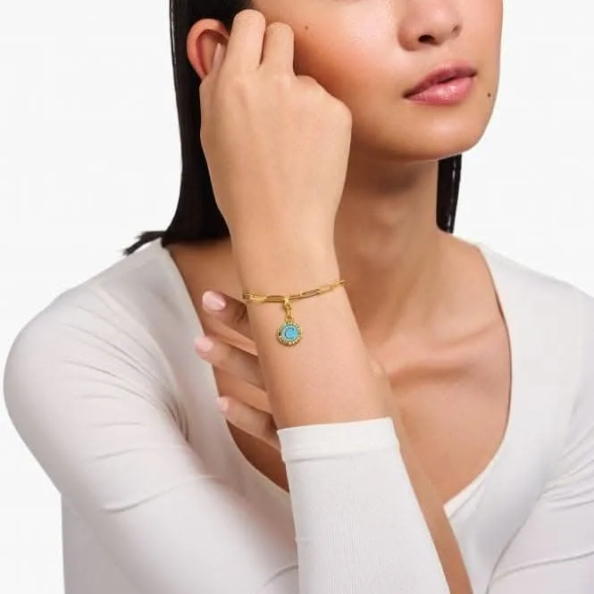 Charmista Türkis Sterling Silber Vergoldetes Emaille Münz-Anhänger 2099-427-17 Thomas Sabo Sammelbare Charms