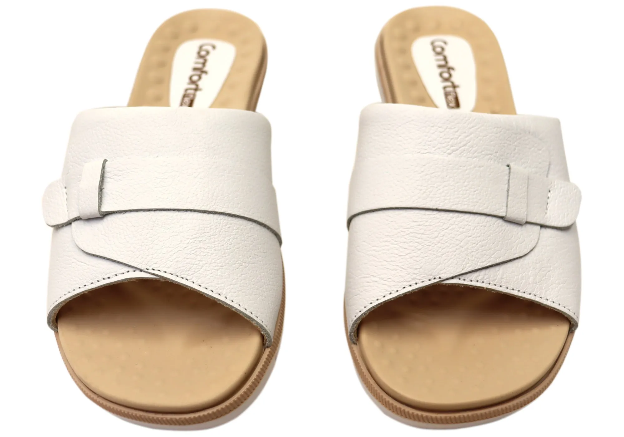 Comfortflex Samantha Damen Leder Slides Sandalen Hergestellt in Brasilien Comfortflex Schuhe
