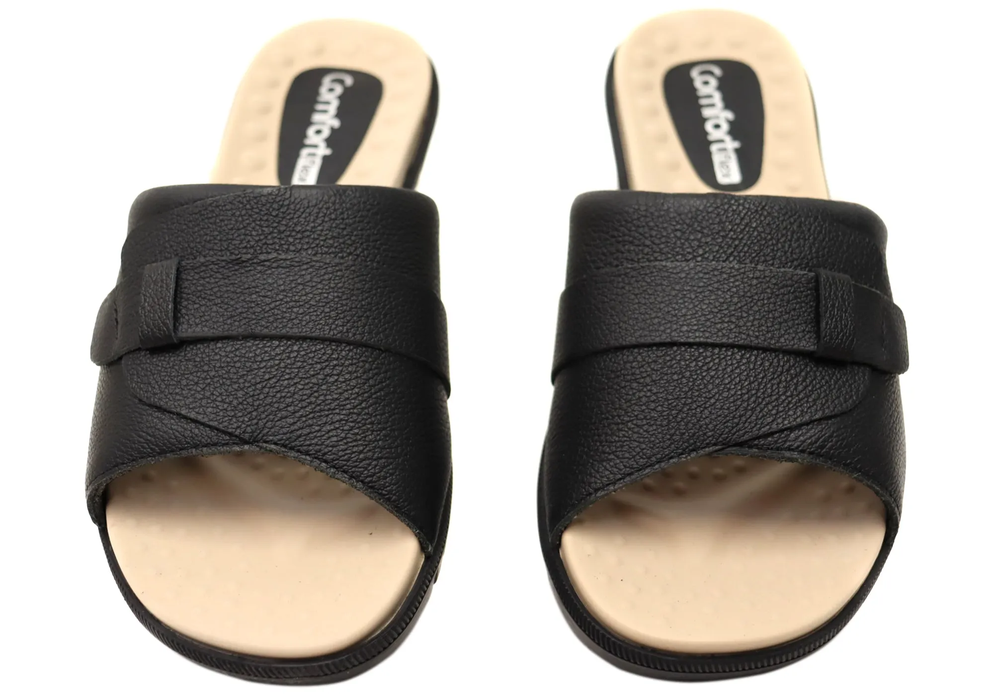Comfortflex Samantha Damen Leder Slides Sandalen Hergestellt in Brasilien Comfortflex Schuhe
