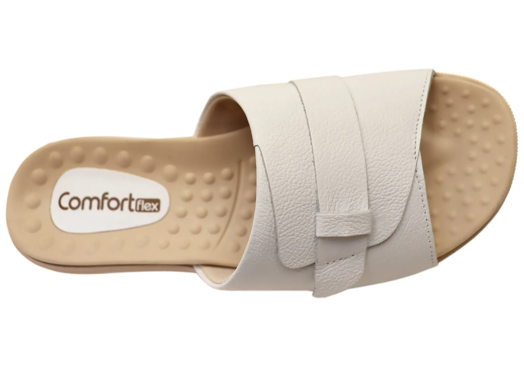 Comfortflex Samantha Damen Leder Slides Sandalen Hergestellt in Brasilien Comfortflex Schuhe