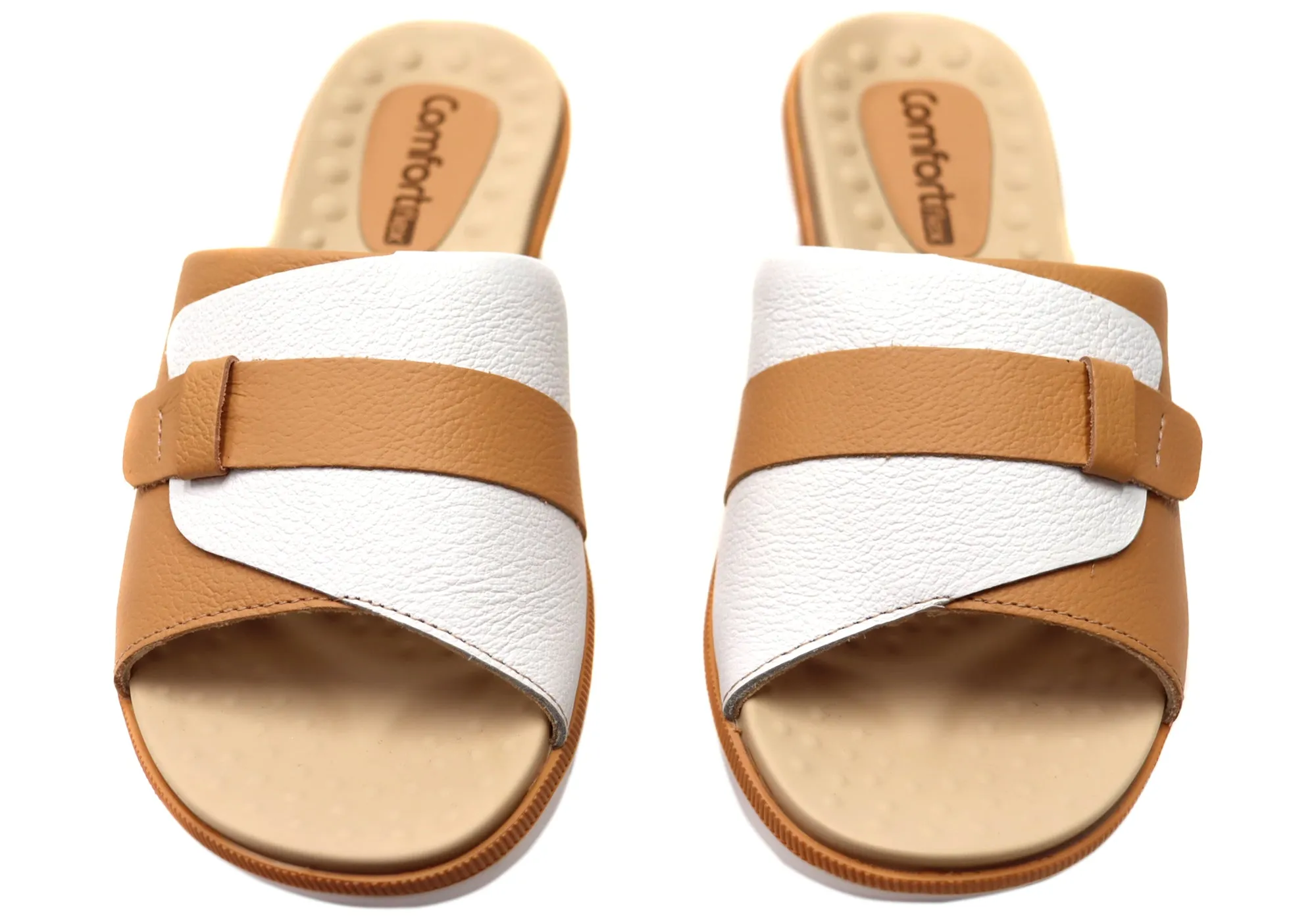 Comfortflex Samantha Damen Leder Slides Sandalen Hergestellt in Brasilien Comfortflex Schuhe