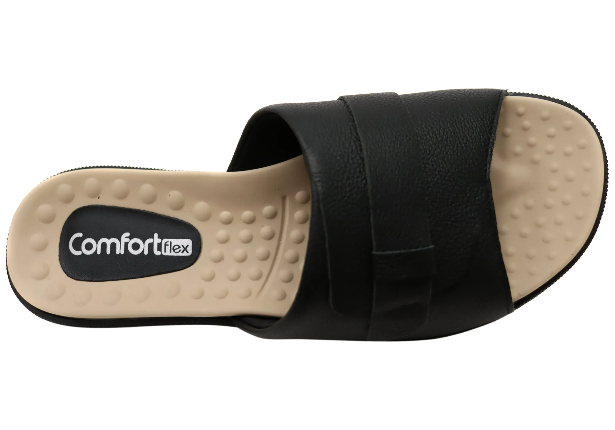 Comfortflex Samantha Damen Leder Slides Sandalen Hergestellt in Brasilien Comfortflex Schuhe