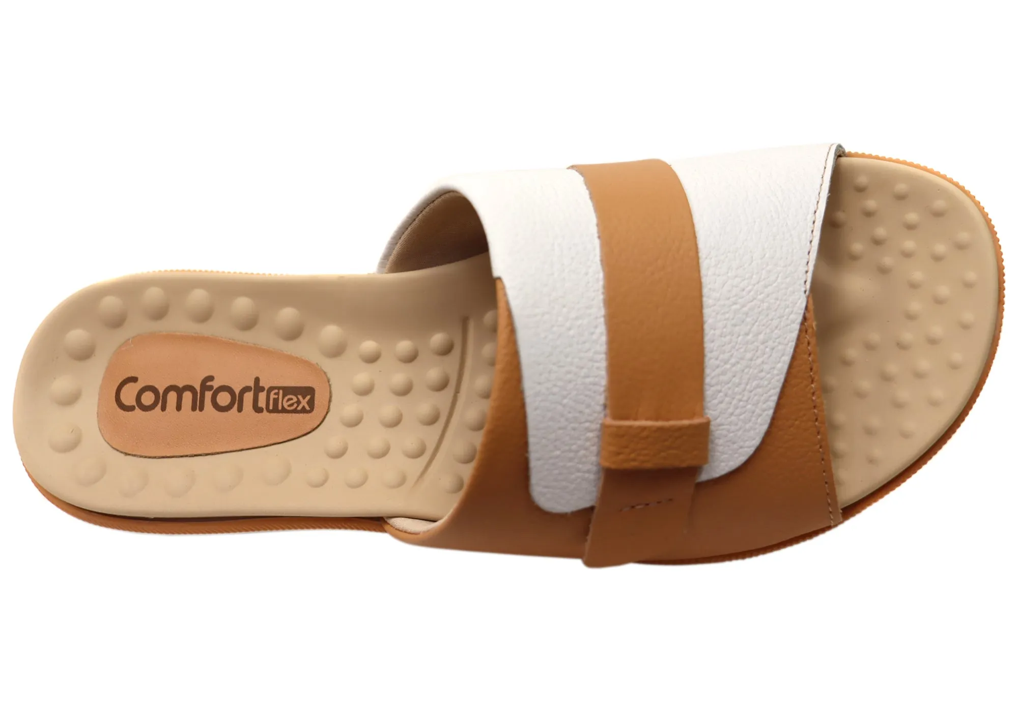 Comfortflex Samantha Damen Leder Slides Sandalen Hergestellt in Brasilien Comfortflex Schuhe