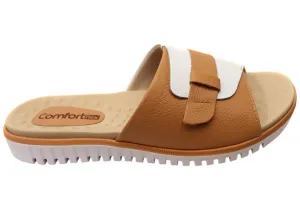 Comfortflex Samantha Damen Leder Slides Sandalen Hergestellt in Brasilien Comfortflex Schuhe