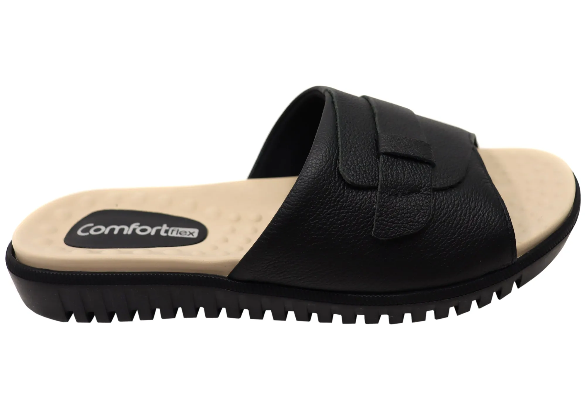 Comfortflex Samantha Damen Leder Slides Sandalen Hergestellt in Brasilien Comfortflex Schuhe