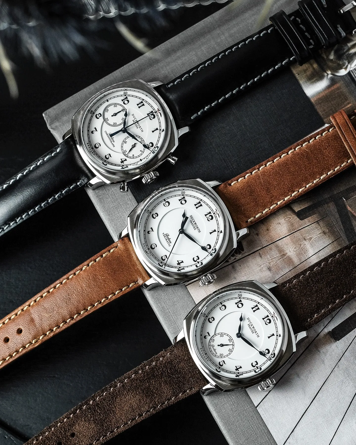 Duckworth Prestex Uhren Duckworth Prestex Bolton Kleine Sekunden Weiß Schwarz Leder Armbanduhr