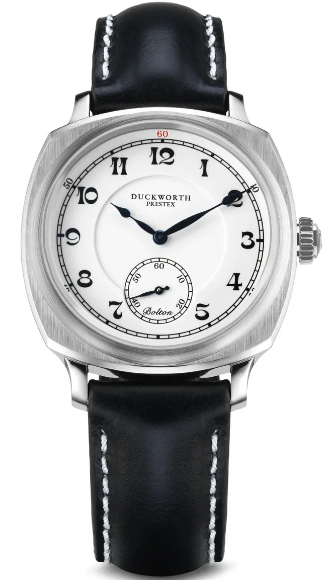 Duckworth Prestex Uhren Duckworth Prestex Bolton Kleine Sekunden Weiß Schwarz Leder Armbanduhr