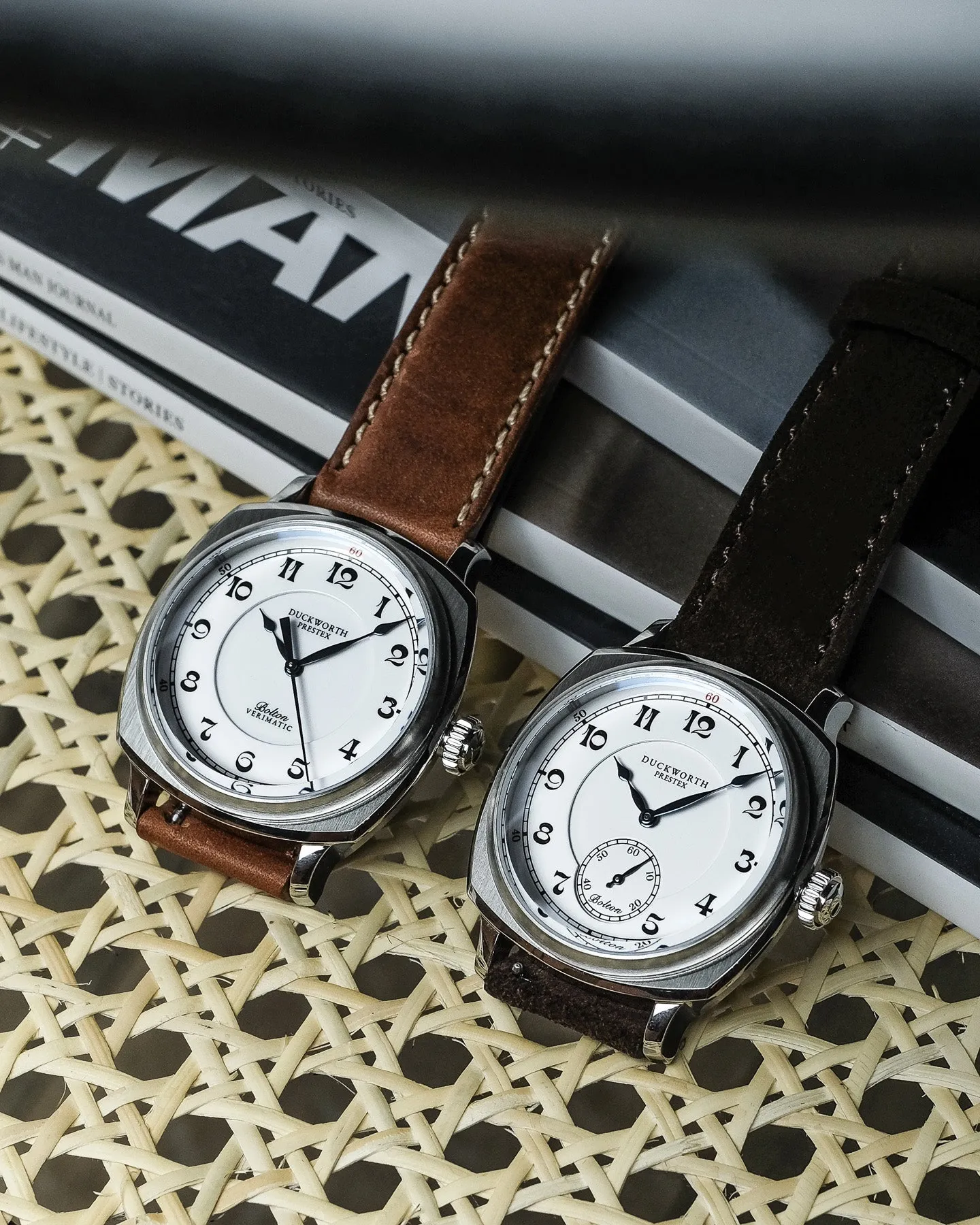Duckworth Prestex Uhren Duckworth Prestex Bolton Kleine Sekunden Weiß Schwarz Leder Armbanduhr