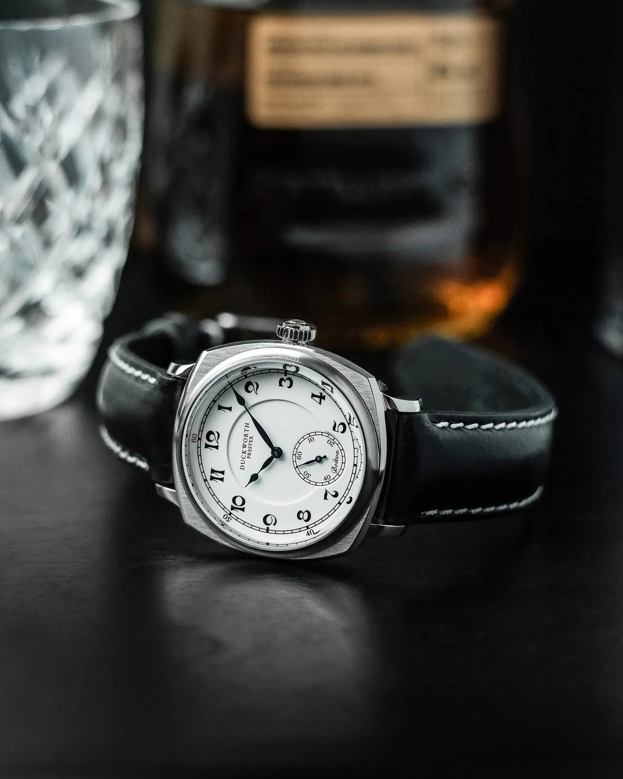 Duckworth Prestex Uhren Duckworth Prestex Bolton Kleine Sekunden Weiß Schwarz Leder Armbanduhr