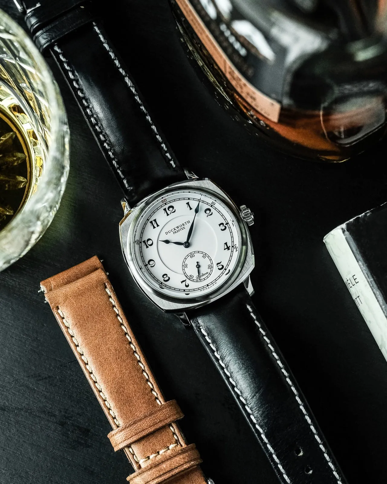 Duckworth Prestex Uhren Duckworth Prestex Bolton Kleine Sekunden Weiß Schwarz Leder Armbanduhr