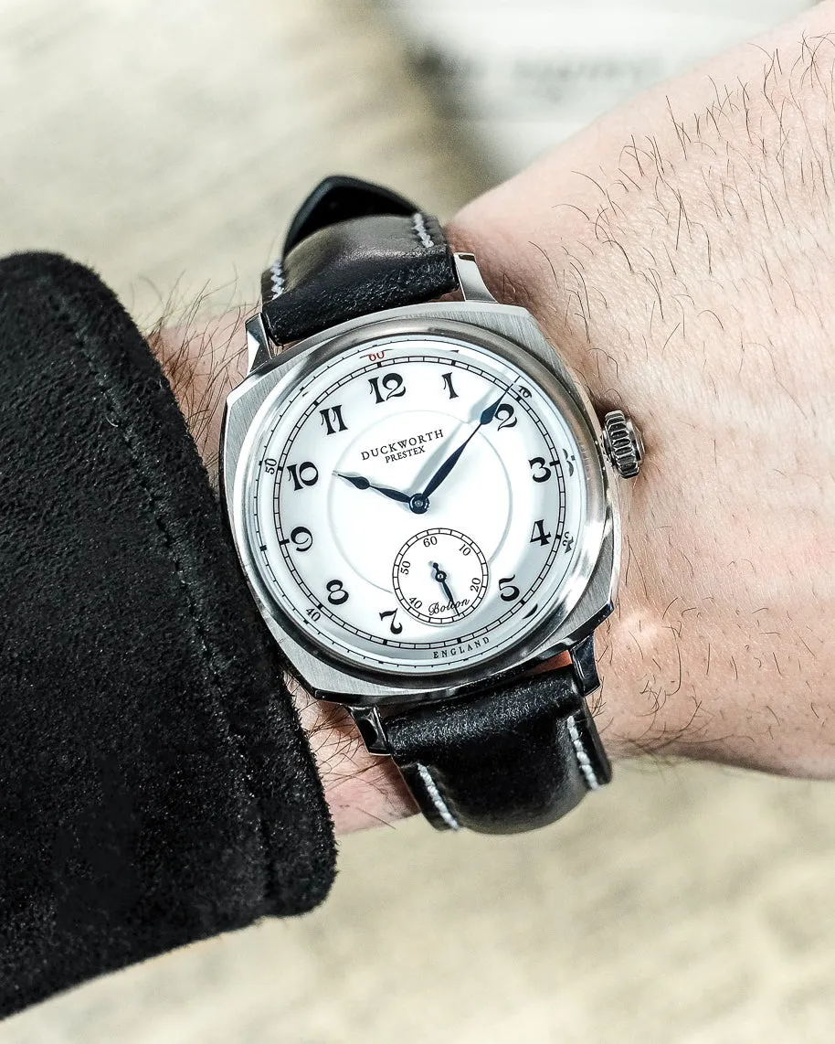 Duckworth Prestex Uhren Duckworth Prestex Bolton Kleine Sekunden Weiß Schwarz Leder Armbanduhr