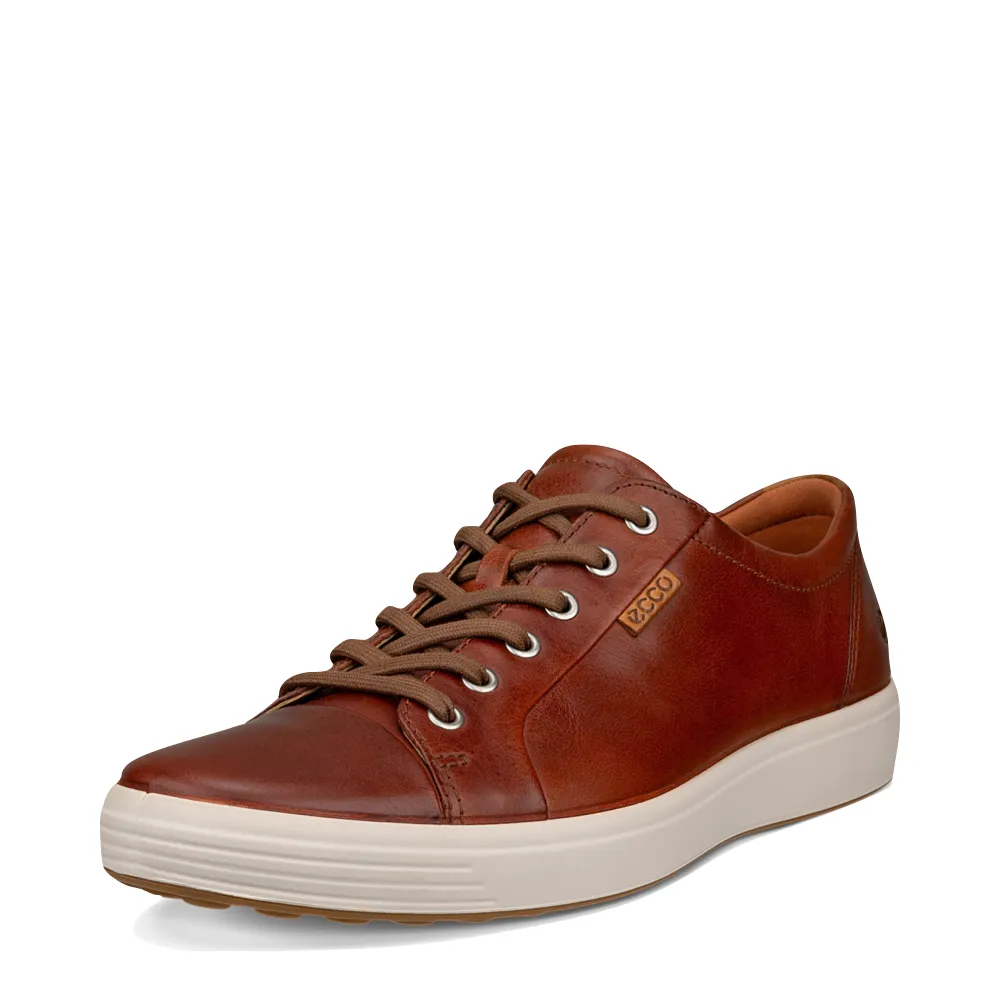 Ecco Herren Soft 7 Leder-Sneaker in Cognac