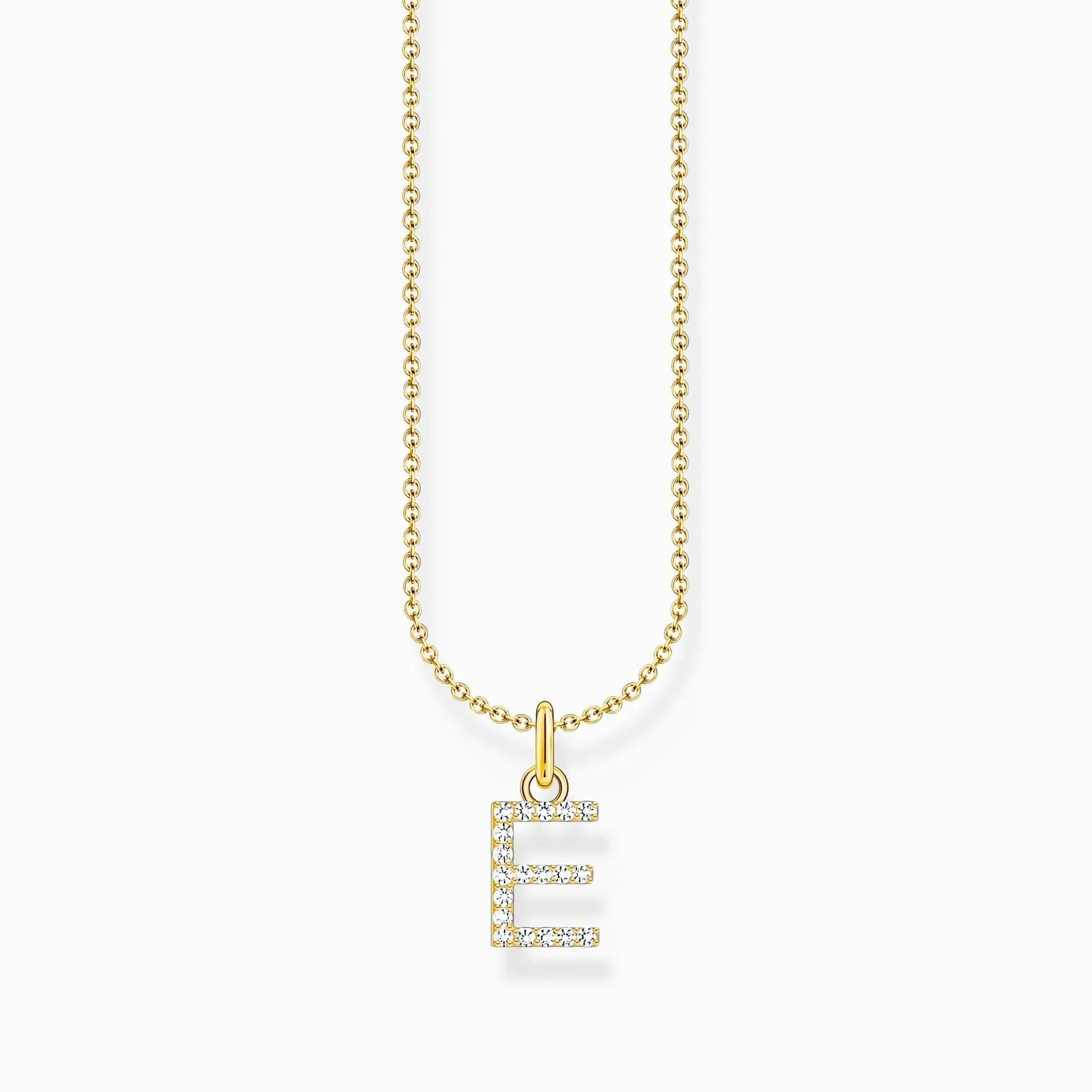Essentials Vergoldetes Collier mit Zirkonia-Buchstabe E Anhänger KE2244-414-14-L45V Thomas Sabo Halsketten