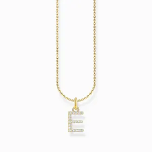 Essentials Vergoldetes Collier mit Zirkonia-Buchstabe E Anhänger KE2244-414-14-L45V Thomas Sabo Halsketten