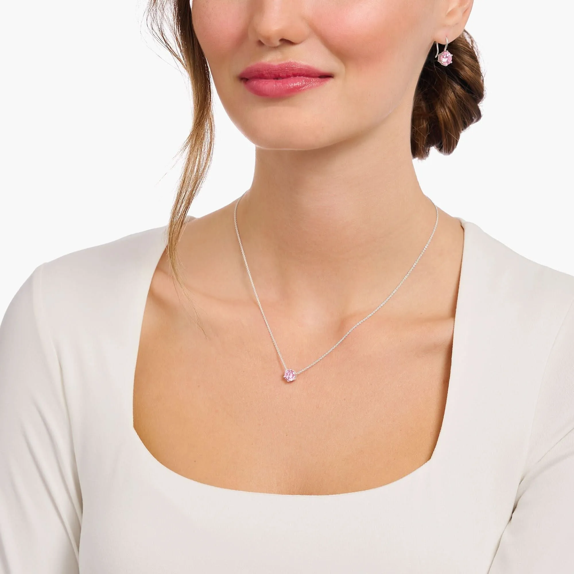 Essentials Sterling Silber Pink Zirkonia Halskette KE2210-051-9-L45V Thomas Sabo Halsketten