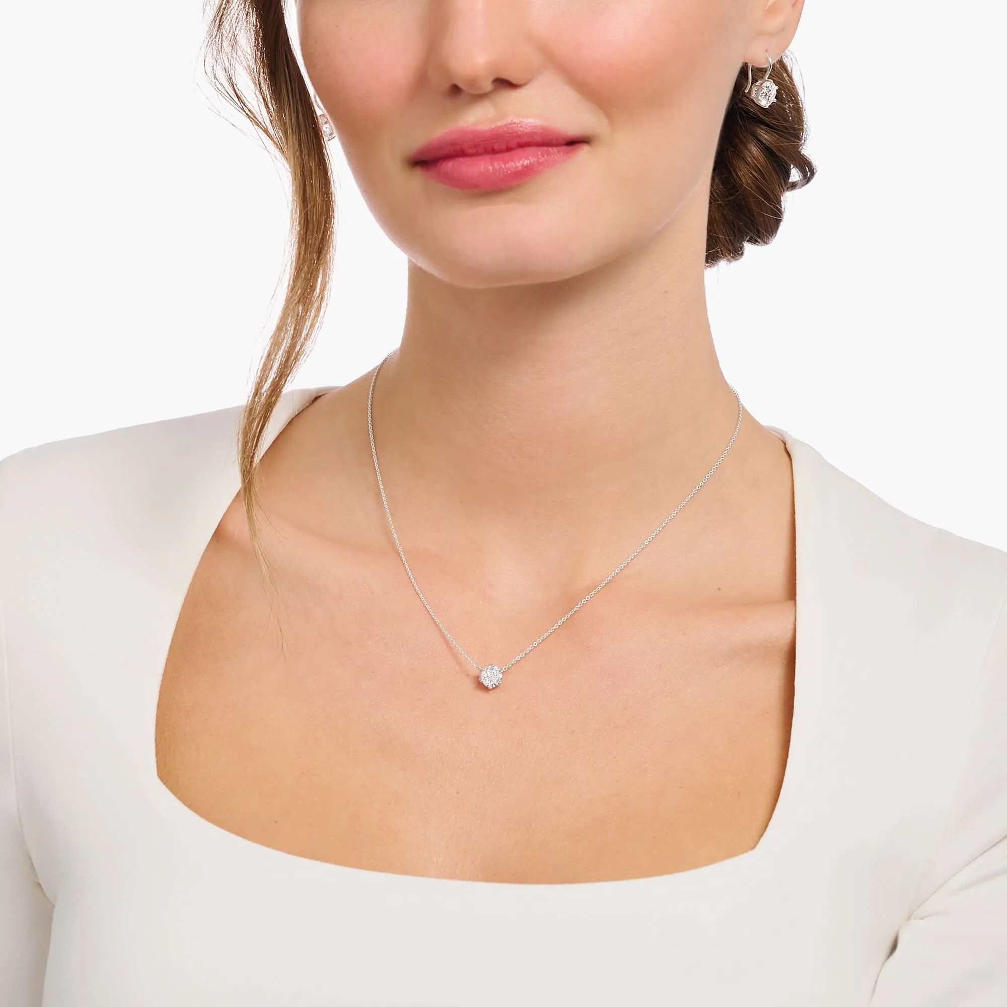 Essentials Sterling Silber Weiß Zirkonia Halskette KE2210-051-14-L45V Thomas Sabo Halsketten