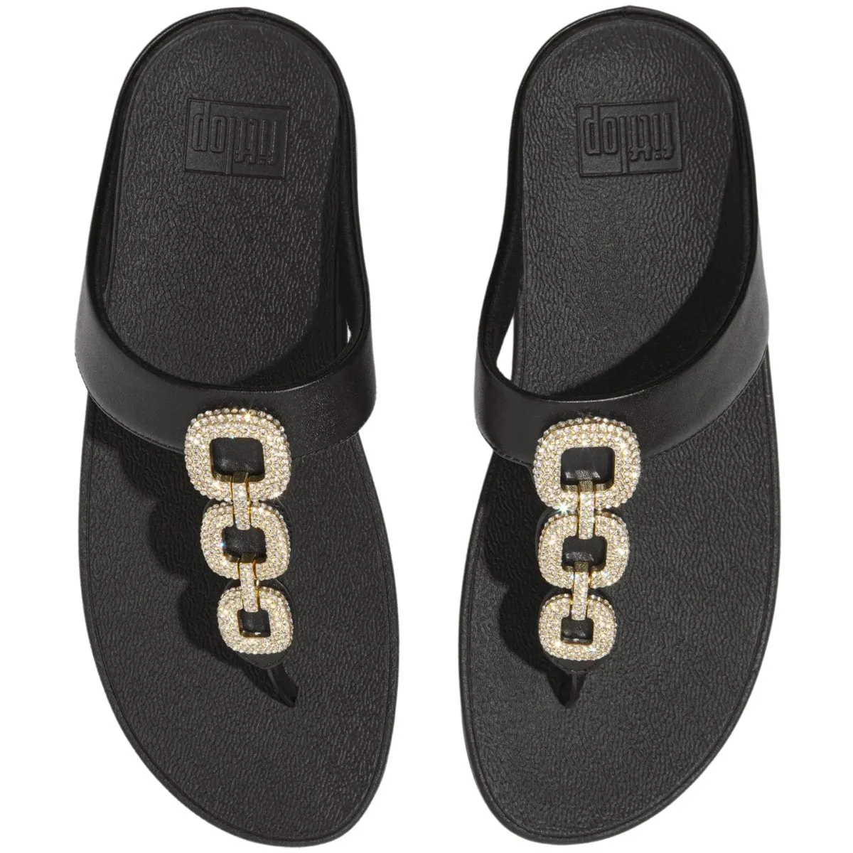 FitFlop Damen Fino Crystal Chain Schwarz