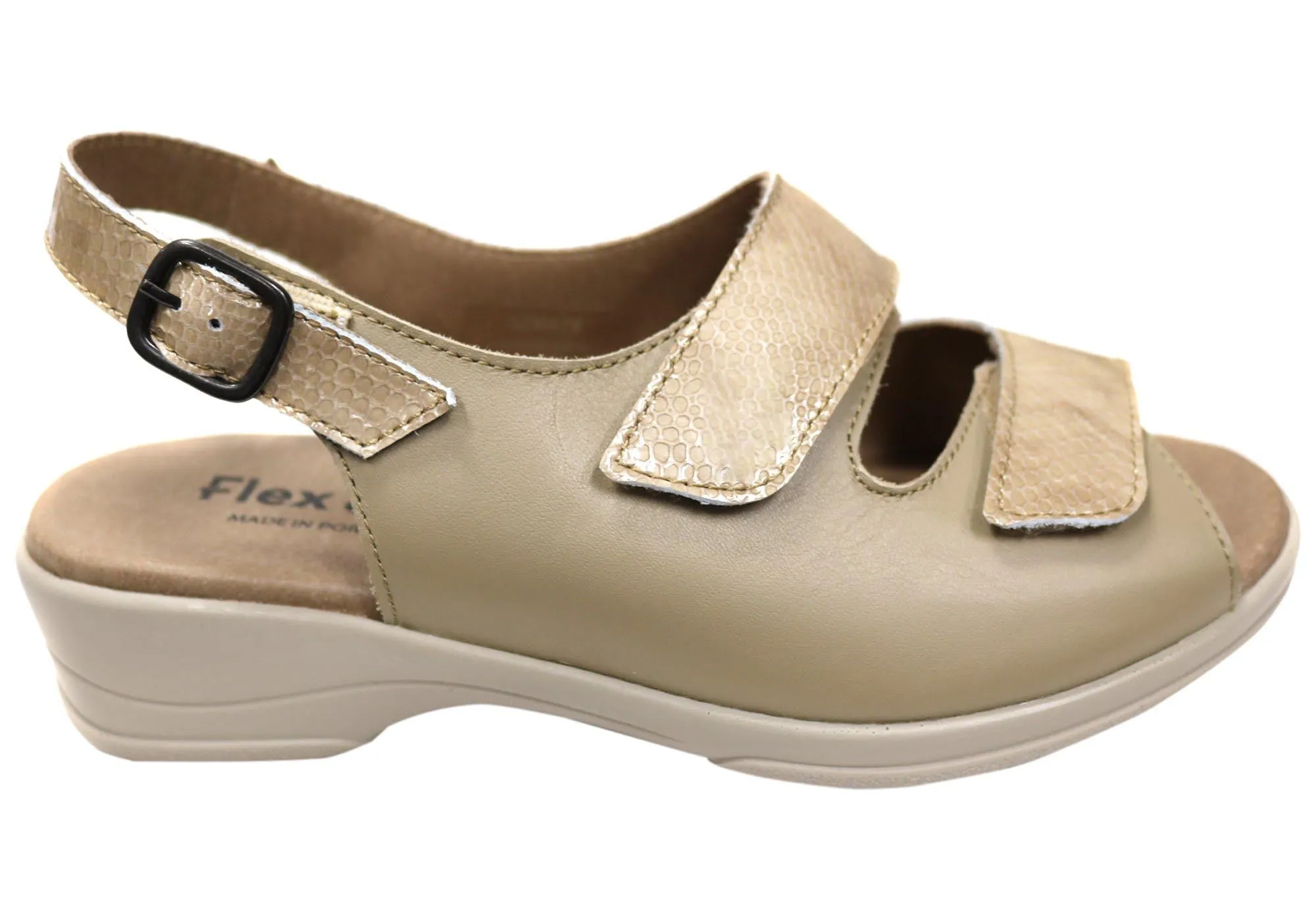 Flex & Go Mary Damen Bequeme Ledersandalen Hergestellt in Portugal Flex & Go Schuhe