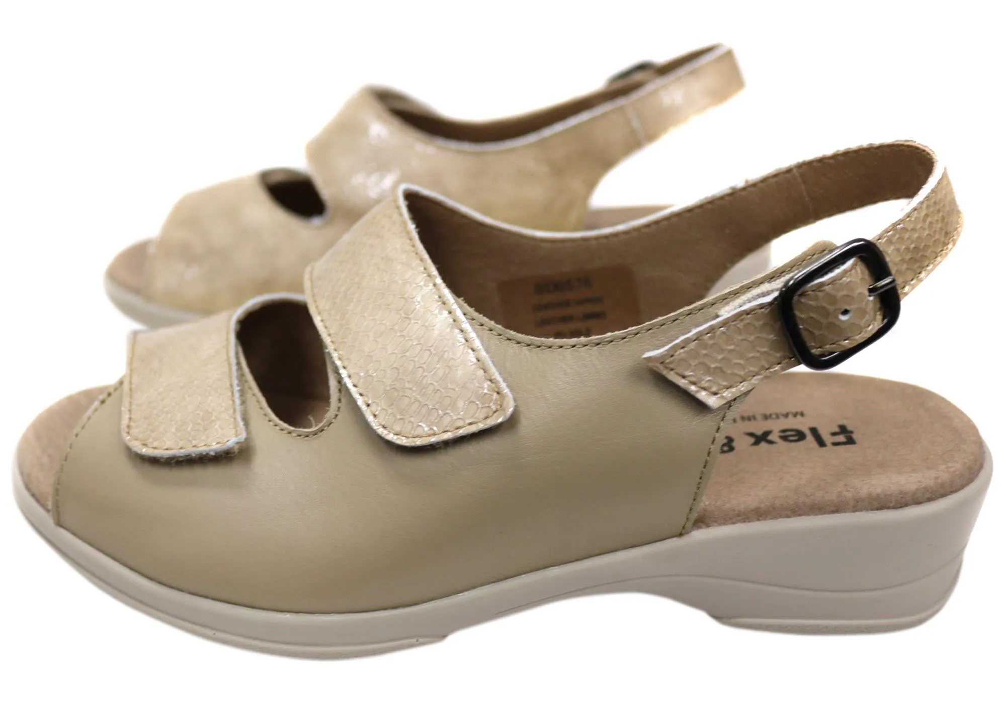 Flex & Go Mary Damen Bequeme Ledersandalen Hergestellt in Portugal Flex & Go Schuhe