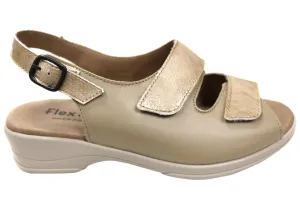 Flex & Go Mary Damen Bequeme Ledersandalen Hergestellt in Portugal Flex & Go Schuhe