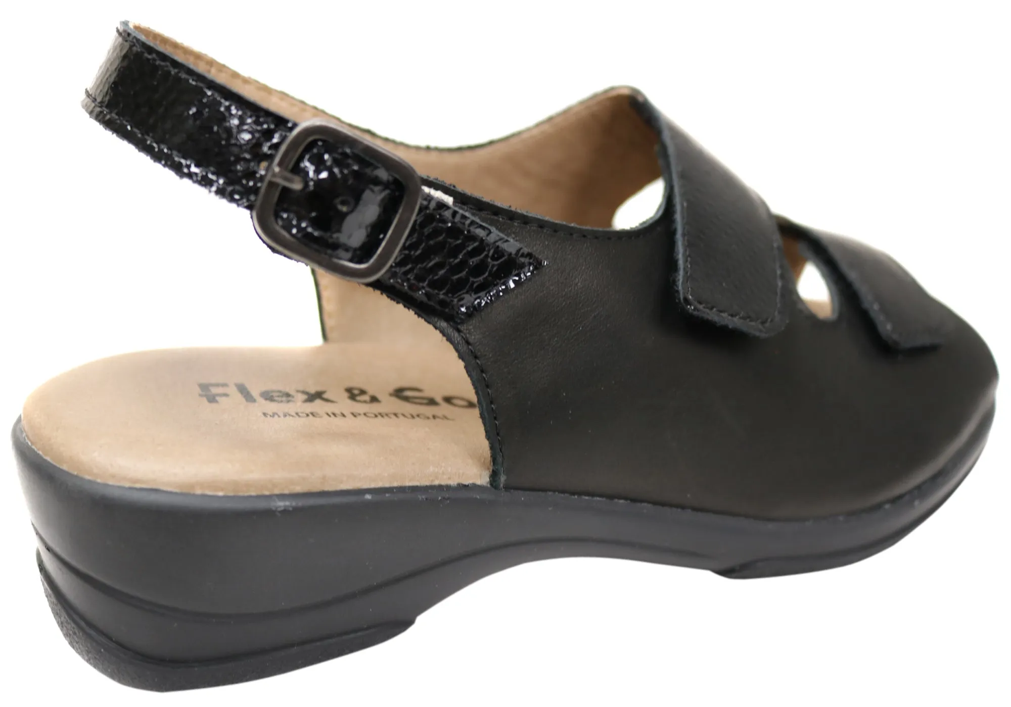 Flex & Go Mary Damen Bequeme Ledersandalen Hergestellt in Portugal Flex & Go Schuhe