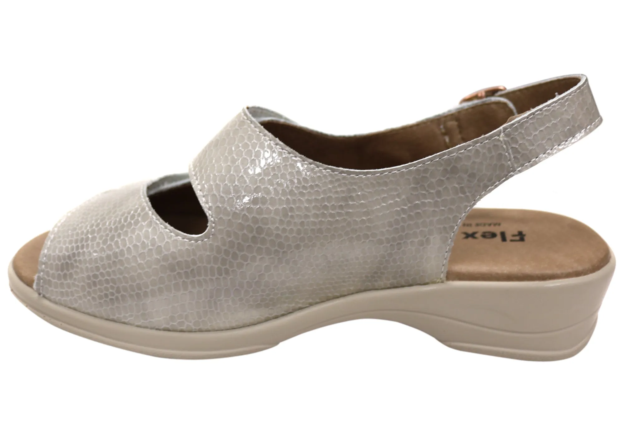 Flex & Go Mary Damen Bequeme Ledersandalen Hergestellt in Portugal Flex & Go Schuhe