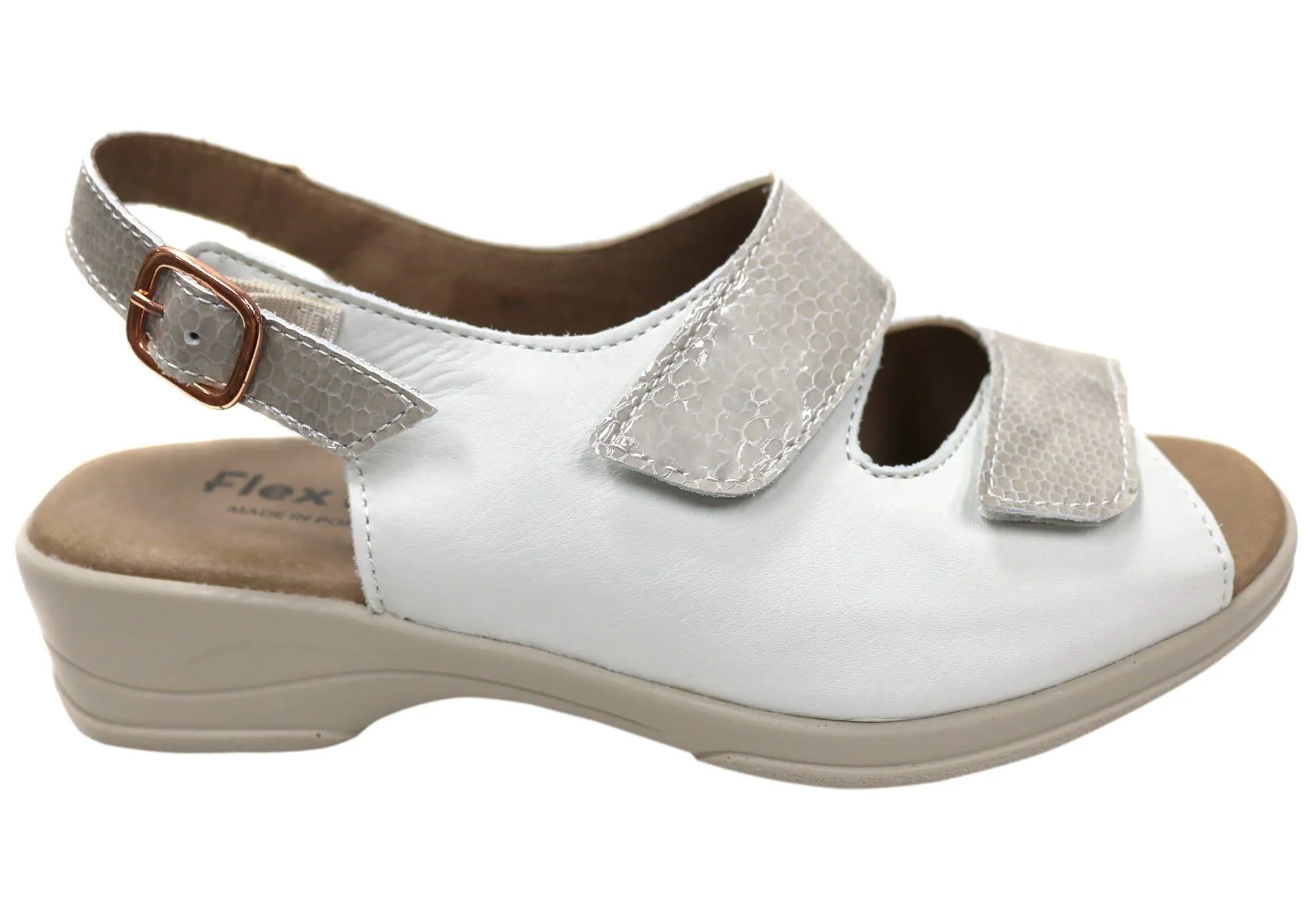 Flex & Go Mary Damen Bequeme Ledersandalen Hergestellt in Portugal Flex & Go Schuhe