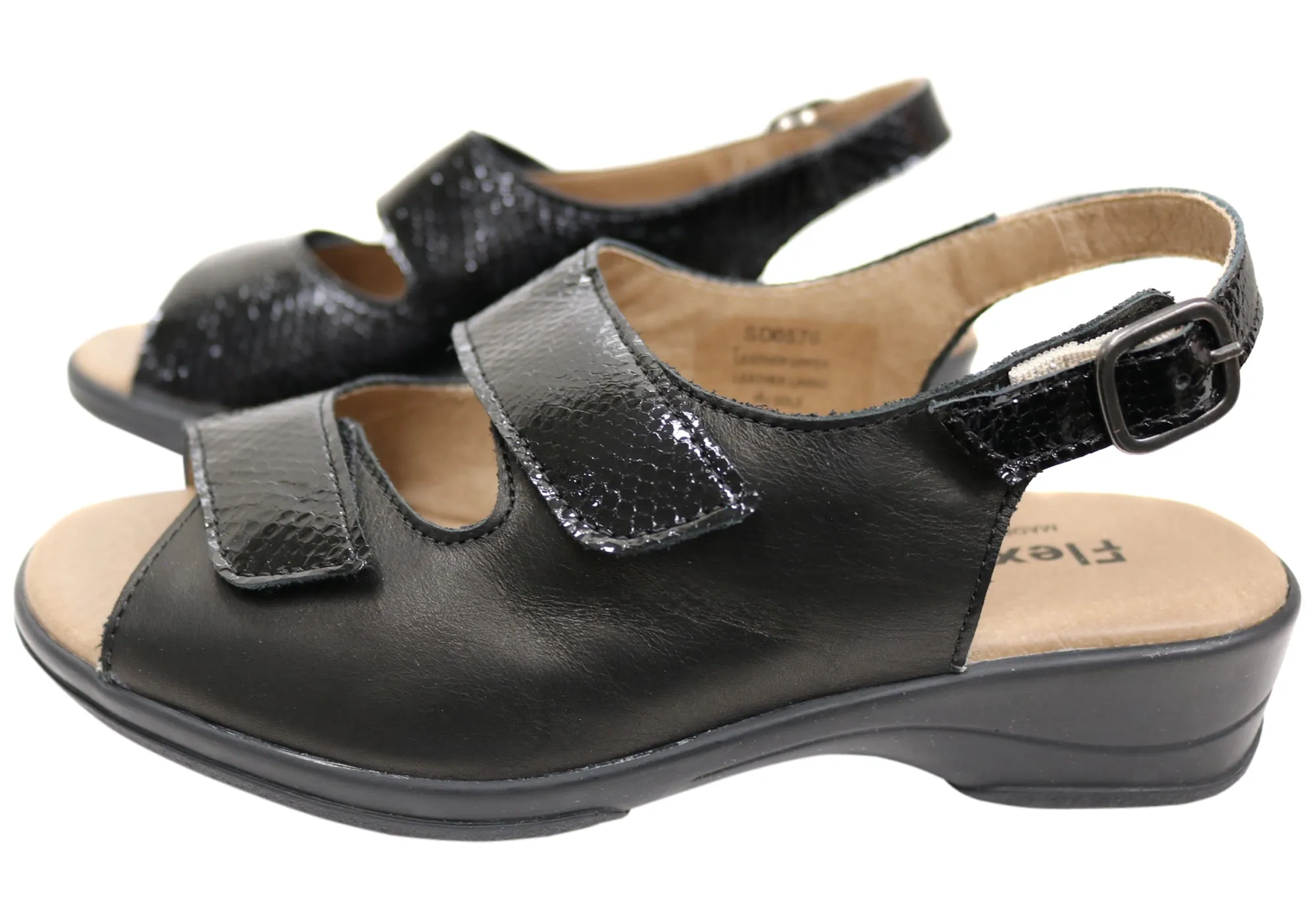 Flex & Go Mary Damen Bequeme Ledersandalen Hergestellt in Portugal Flex & Go Schuhe
