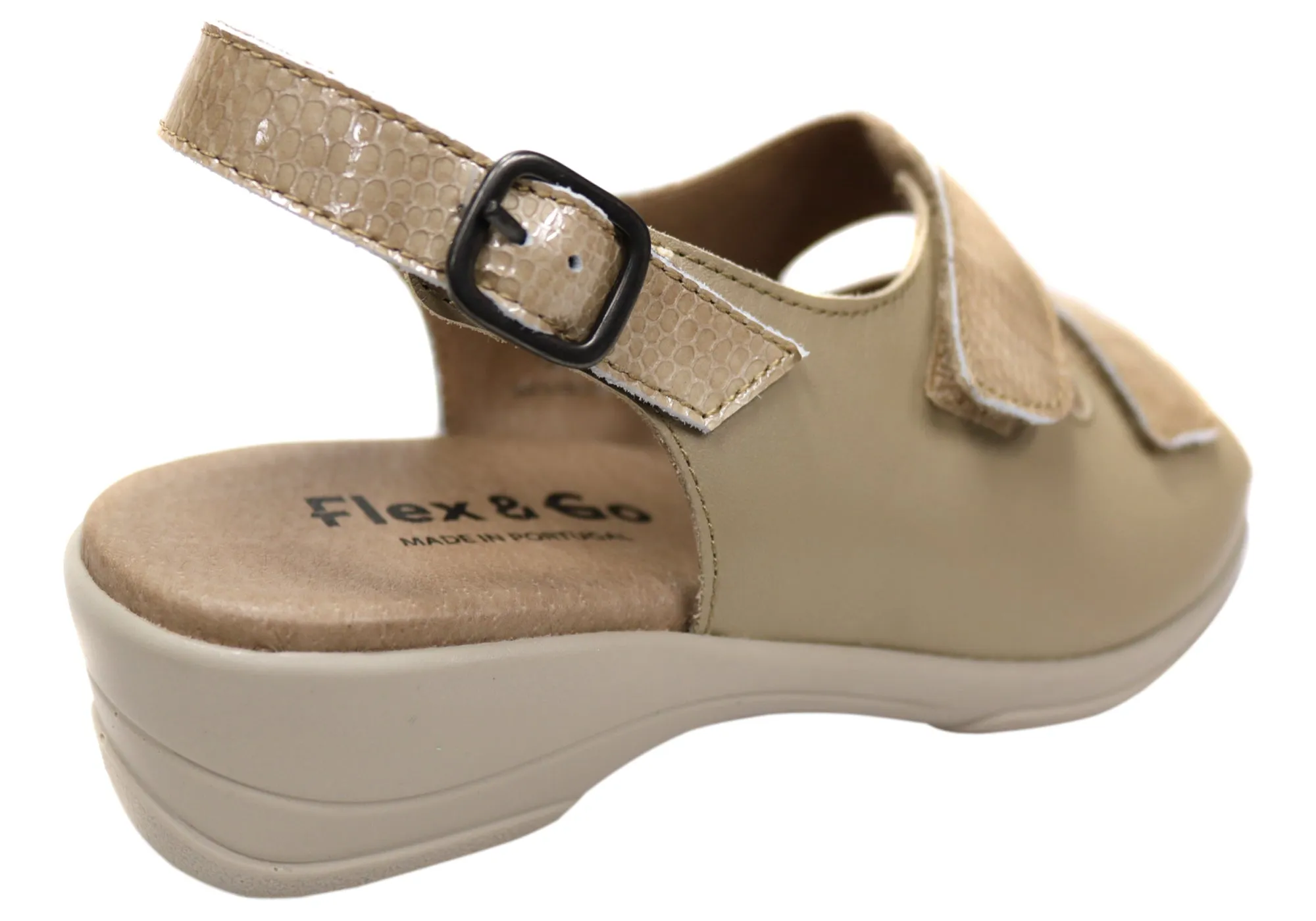 Flex & Go Mary Damen Bequeme Ledersandalen Hergestellt in Portugal Flex & Go Schuhe